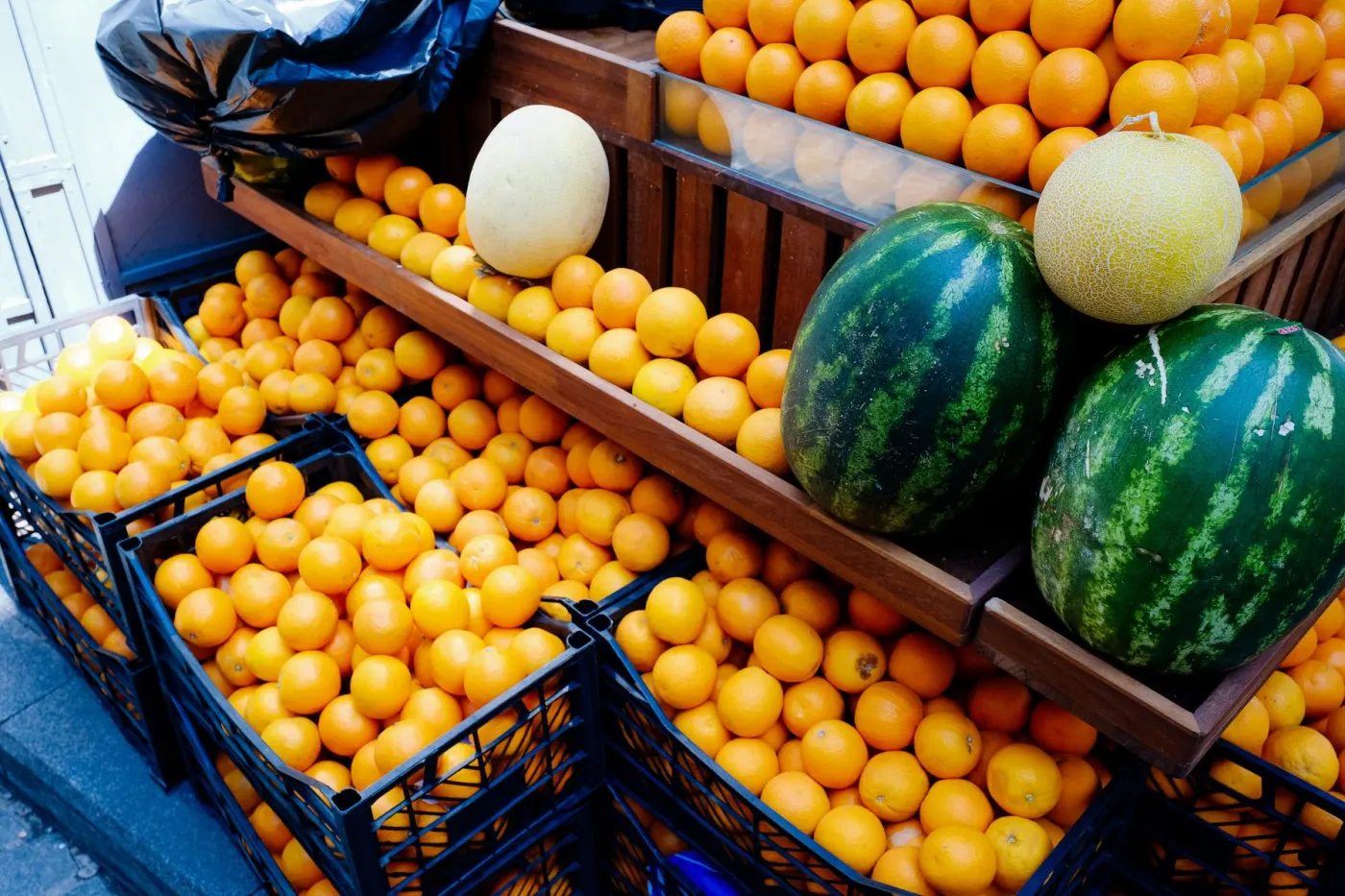 Crates of fresh produce